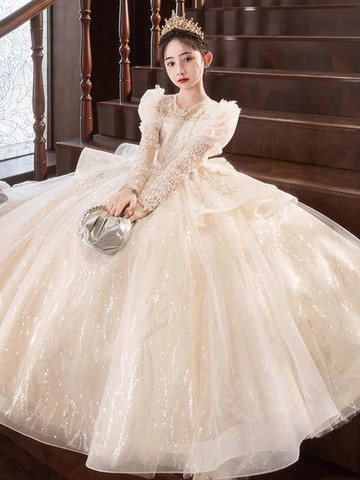 女童禮服兒童高端公主鋼琴演奏花童生日婚禮小女孩主持人演出服女