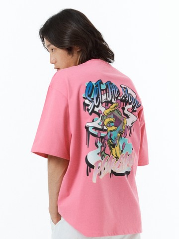 Drawing Oversized Fit T-Shirt - Pink