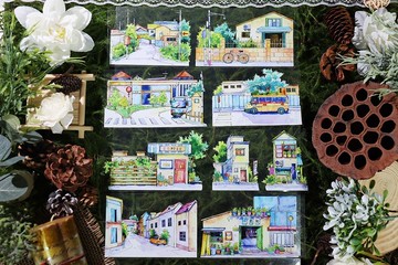 整卷 OKMT新七天原創流麻咕卡貼紙PET手帳手賬造景膠帶 那條老街