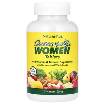 NaturesPlus, Source of Life®，女性，，含濃縮全食的多維生素和礦物質補劑，120 片