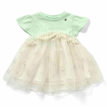 日本 apres les cours - 夢幻海洋蕾絲刺次短袖上衣-薄荷綠x白