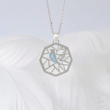 燕臨窗 / 925純銀空窗琺瑯項鍊-給她的禮物