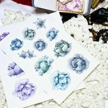 復古牡丹花貼紙