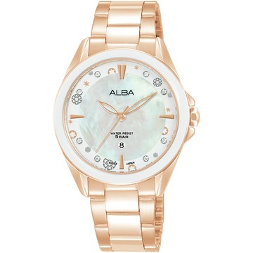 ALBA CUTiE 晶花 玫瑰金珍珠貝女錶-33mm AH7DV0X1 VJ22-X435K
