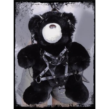 issue girl 小熊樂隊Lolita朋克小熊暗黑大容量毛絨玩偶包雙肩包