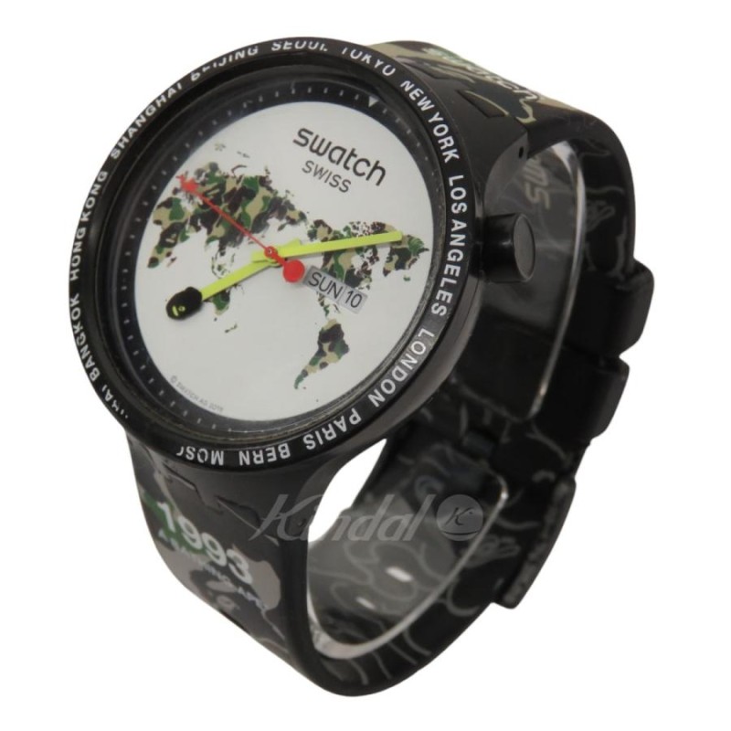 A BATHING APE ×swatch 腕時計 ブラック×オリーブ (フレスポ東大阪店 ...