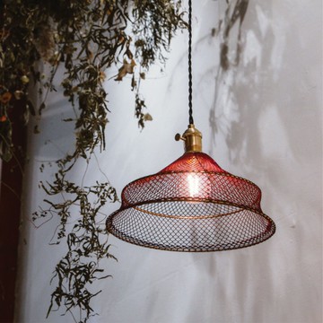 酒紅色 雙環 漁網吊燈