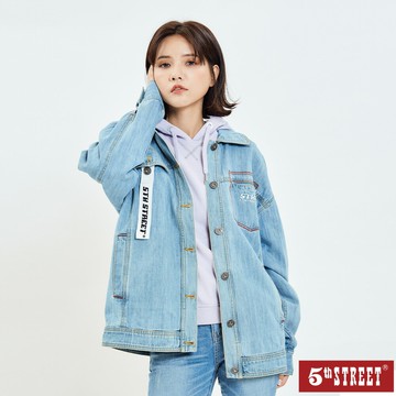 中性寬版大袋牛仔外套-重漂藍 (510608) 【5th STREET】【APP下單享4%回饋】