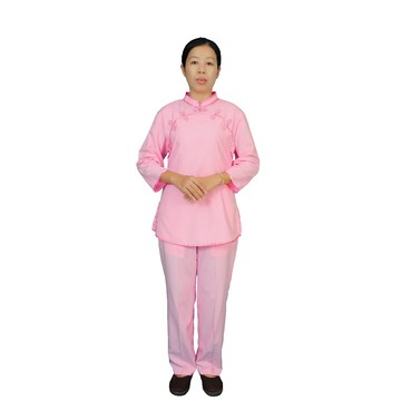 現貨供應弘喧 立領斜邊 粉滾粉 靈修衣 禪服 團體 禪修服 打坐 套裝 茶服 道服 修道 居士服 慈惠堂 母娘 宮廟
