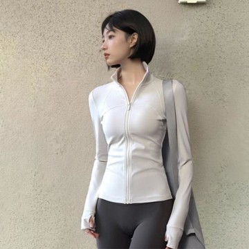瑜伽外套立領秋冬拉鏈開衫運動上衣女健身服套裝緊身加絨防曬長袖