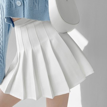 韓版學院風高腰顯瘦奶茶色系百褶裙【P55】