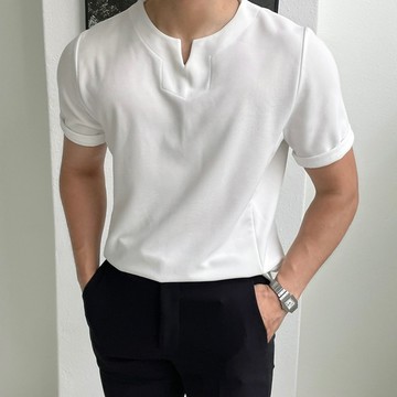 韓國 開襟 簡約 短袖 上衣｜4色 男裝 正韓 素面 男生上衣 貼合 健身