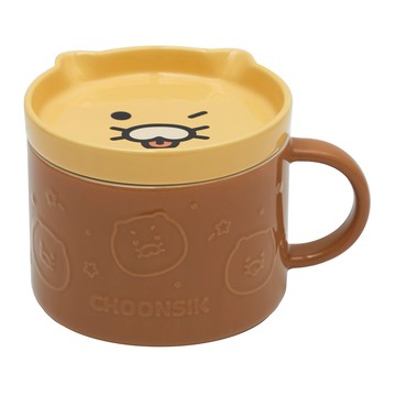 Kakao Friends 春植臉臉附蓋麥片碗  1個  黃色 + 棕色