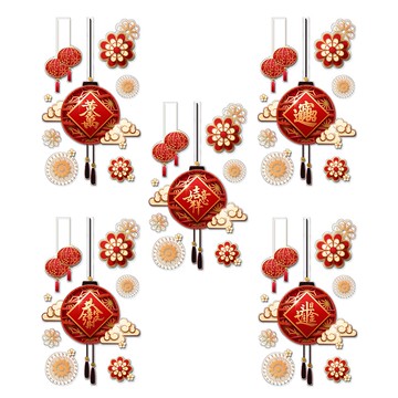 【好物良品】140x85cm燈籠款_新春過年節慶玻璃門窗靜電窗貼140x85cm-吉祥如意