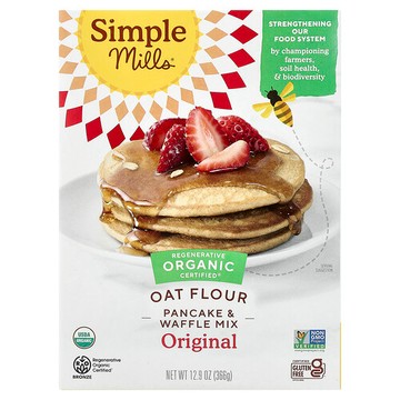 Simple Mills, Organic Oat Flour, Pancake & Waffle Mix, Original, 12.9 oz (366 g)