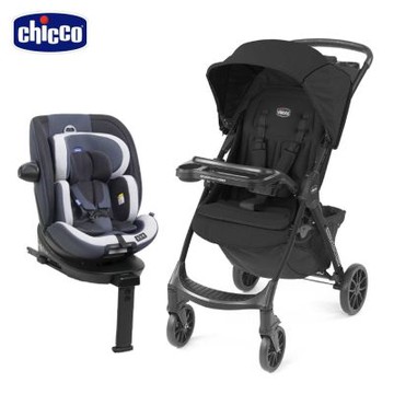 chicco官方直營-Mini Bravo輕量秒收車+Everone 0-12歲i-Size安全汽座(可旋轉)