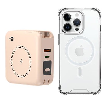 MyStyle第三代 MagSafe 多功能無線充電+自帶線行動電源+數顯充電頭PD快充大功率 +贈i14 Pro Max磁吸殼