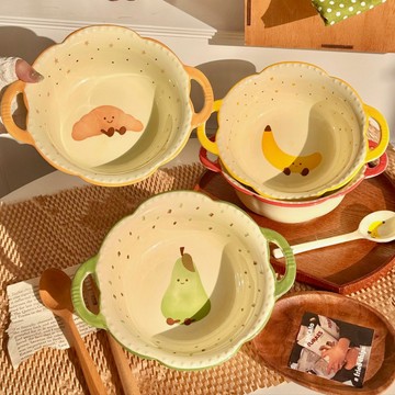 雙耳碗 水果碗 陶瓷碗 可微波 可烤箱 雙耳陶瓷碗 泡麵碗 麵碗 防燙 優格碗 燕麥碗 沙拉碗 雙耳湯碗 大碗 入厝禮