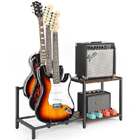 Bikoney Guitar Stand for Electric or Bass Guitars, Rack Floor Multiple Guitars and Accessories, Adjustable Holder,