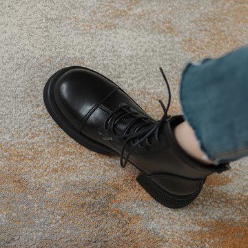 真皮馬丁靴女英倫風2025年新款秋冬加絨厚底靴子春秋單靴短筒短靴