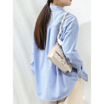 淺藍色條紋襯衫女設計感小眾上衣春裝休閑寬松慵懶風疊穿抗皺襯衣