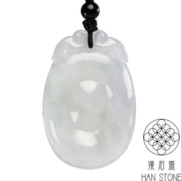 【漢石齋】天然翡翠A貨 福貝玉佩吊墜 冰糯種(31*46*7mm)