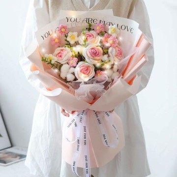 520大束手工針織毛線玫瑰花束成品創意永生花生日禮物送女生