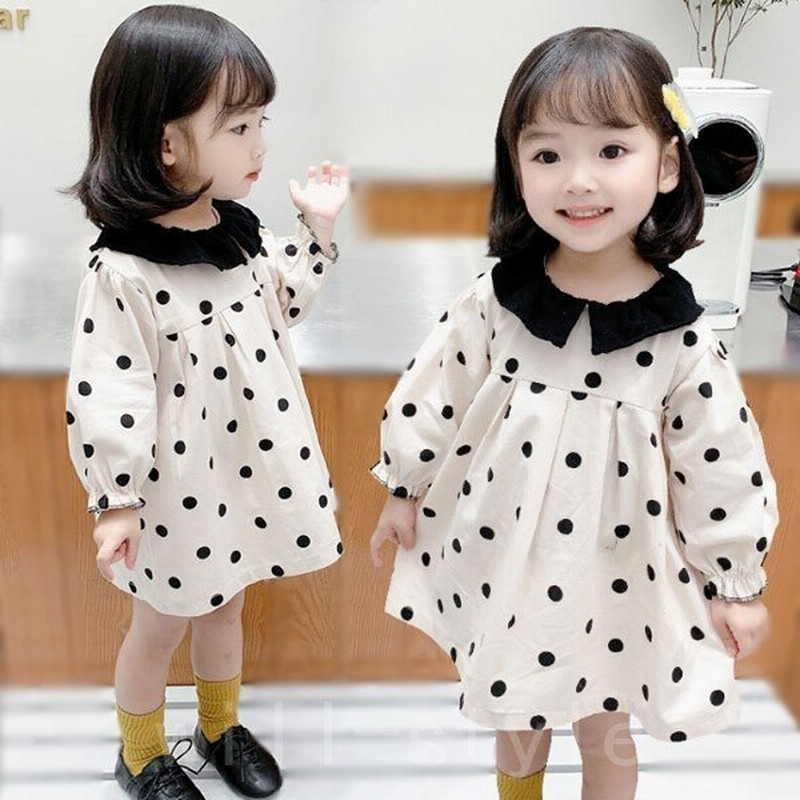 子ども服ワンピースキッズ女の子aラインスカート綿ドット水玉柄長袖可愛いベビーワンピース普段着通園通学ラペル膝丈上 通販 Lineポイント最大0 5 Get Lineショッピング