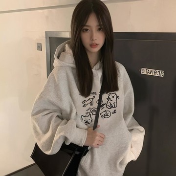 已售9642件💖赤道少女 純棉 連帽衛衣 帽t  oversize 秋冬衛衣 簡約 潮流衣服 ins風 刷毛 卡通印花