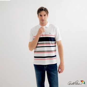 Arnold Palmer -男裝-立體提織條紋POLO衫-白色