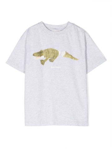 Palm Angels Kids - Croco cotton T-shirt - kids - Cotton - 6 yrs - Grey