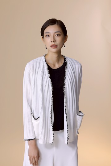 流蘇飾邊針織外套