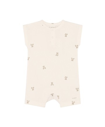 泰迪熊米色短袖連身寬褲68cm