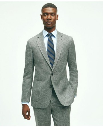Brooks Brothers Men's Slim Fit Wool Tweed Patch Pocket Suit Jacket | Grey | Size 36 Short