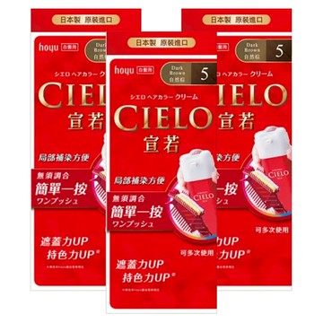 CIELO 宣若 EX 染髮霜 簡單一按 白髮用  5 自然棕  3盒