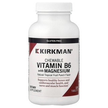 Kirkman Labs, 維生素 B6 鎂咀嚼片，天然熱帶混合水果味，120 片
