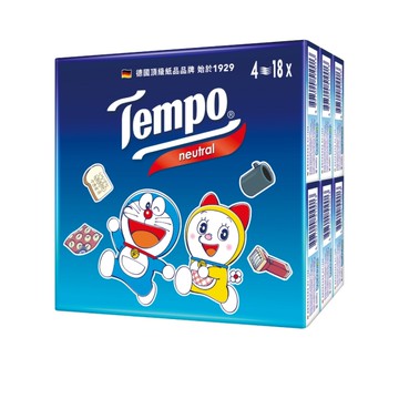 Tempo 哆啦A夢/貓福寶島無香四層紙手帕 (18包/串)【杏一】