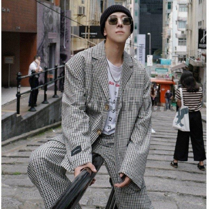 千鳥柄 チェック テーラード ジャケット パンツ 2点セット セットアップ メンズ カジュアル お洒落 ビックシルエット 大きめ チェック 柄 通販 Lineポイント最大0 5 Get Lineショッピング