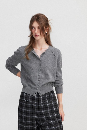 復古濃郁的季節 / 插肩袖針織開衫 / 桑蠶絲山羊絨羊毛