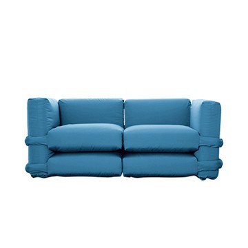 Pillow 蓬軟雙人座扶手沙發（精靈藍）