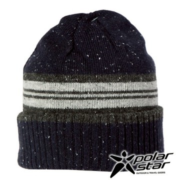 【PolarStar】中性條紋保暖帽『深藍』P24601 戶外 露營 登山 健行 休閒 時尚 保暖 彈性 舒適 保暖