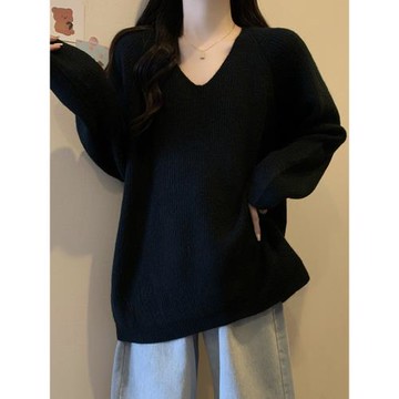 大碼氣質慵懶風針織打底衫女秋冬微胖妹妹寬松顯瘦遮肚子套頭毛衣