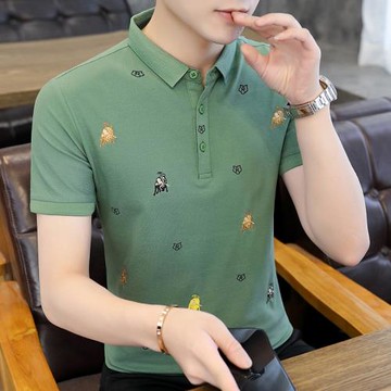 短袖t恤男士夏季新款高端刺繡翻領保羅polo衫青年體恤衫潮流夏裝T