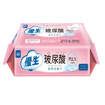 優生玻尿酸純棉洗臉巾特厚型60抽-平紋