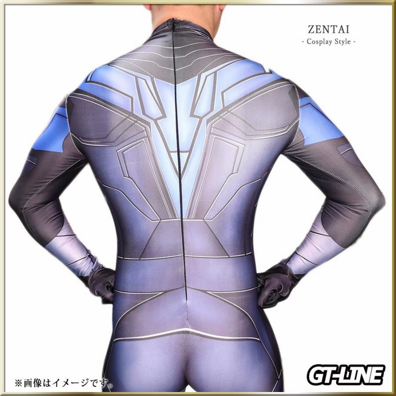 Zentai ブルー ファスナー付き 全身タイツ 青 ボディースーツ