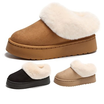 白鳥麗子 [現貨快出] 36-42全尺碼 厚底靴 可愛純色麂皮毛毛圓頭雪靴