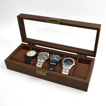 手錶盒 全深咖木紋錶盒(6支裝)【NAWA126】