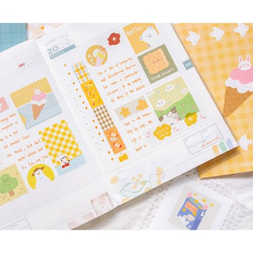 🍋檸檬青🍋清倉現貨貼貼樂系列可愛趣味卡通貼紙4款兩種材質共6張入無需自裁手賬裝飾素材