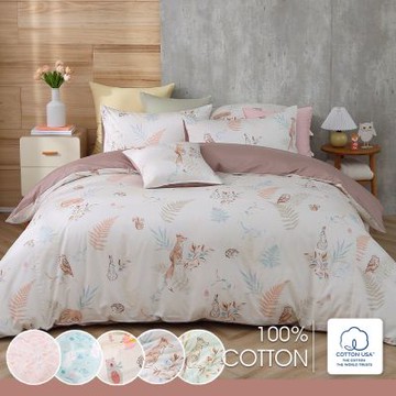 鴻宇 100%精梳棉 美國棉300織 60支 雙人四件式兩用被床包組 多款任選_動物系列