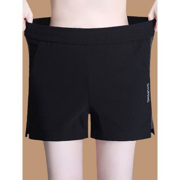 松緊腰運動短褲女夏防走光大碼中年媽媽4分冰絲薄款涼涼褲外穿胖m